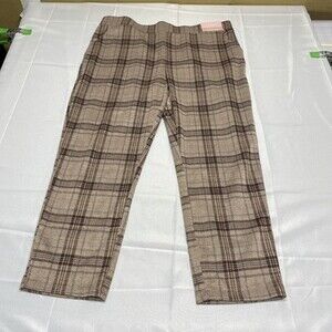 NWT Serra Women's Brown Plaid Trousers Pants Size XL! Brand new!